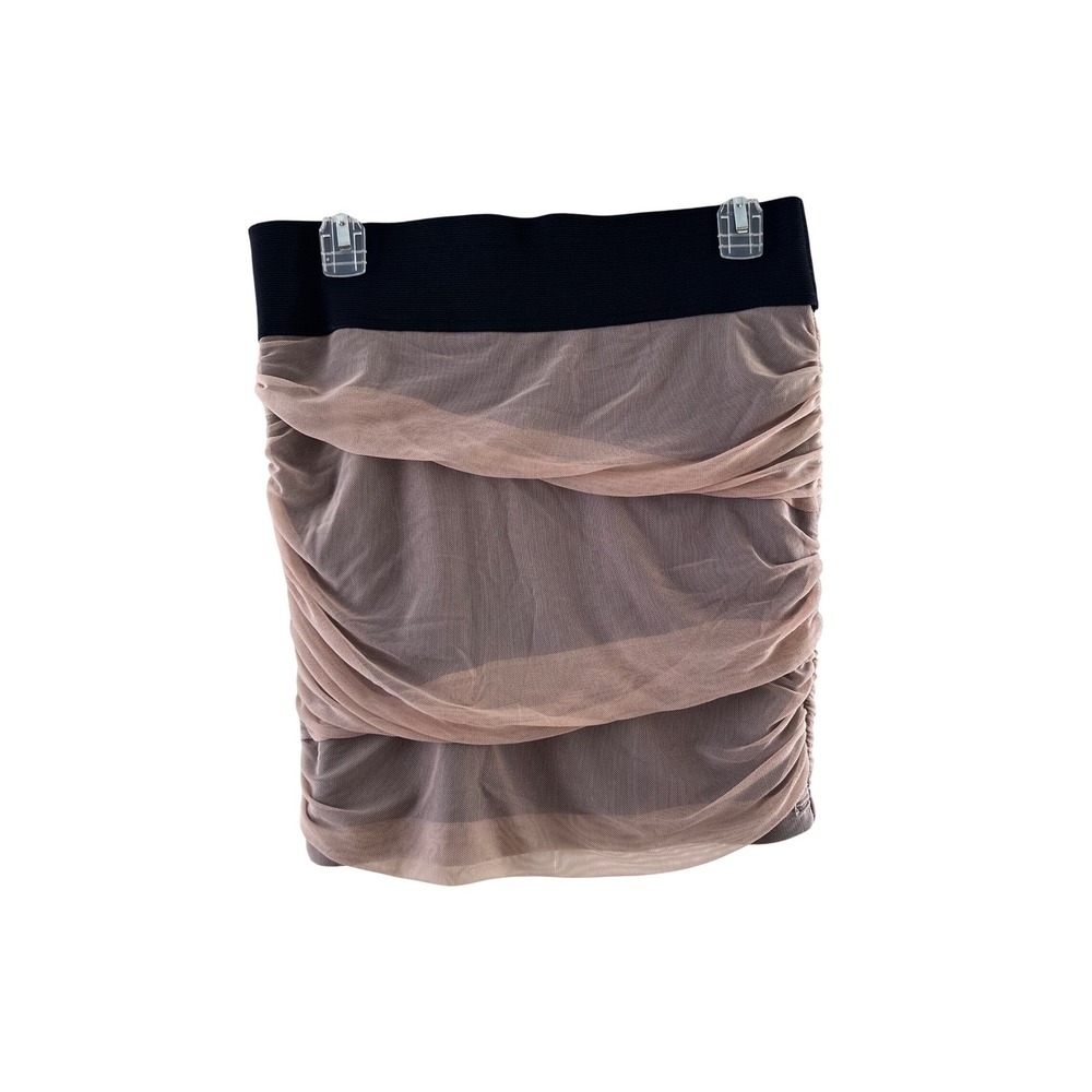 Charlotte Russe‎ Ruched Mesh Mini Skirt Black Waistband Zipper Women's Size M